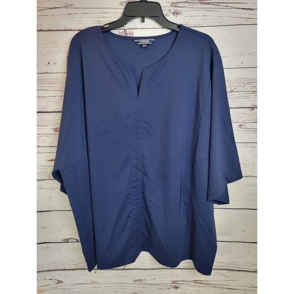 Lands' End Tops - Lands' End Blue Split Neck Kimono Sleeve Casual Top Women's Plus Size 2X